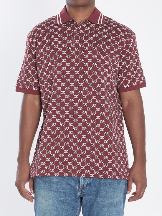 25FW 구찌 코튼 피케 자카드 폴로 셔츠 788024 RED