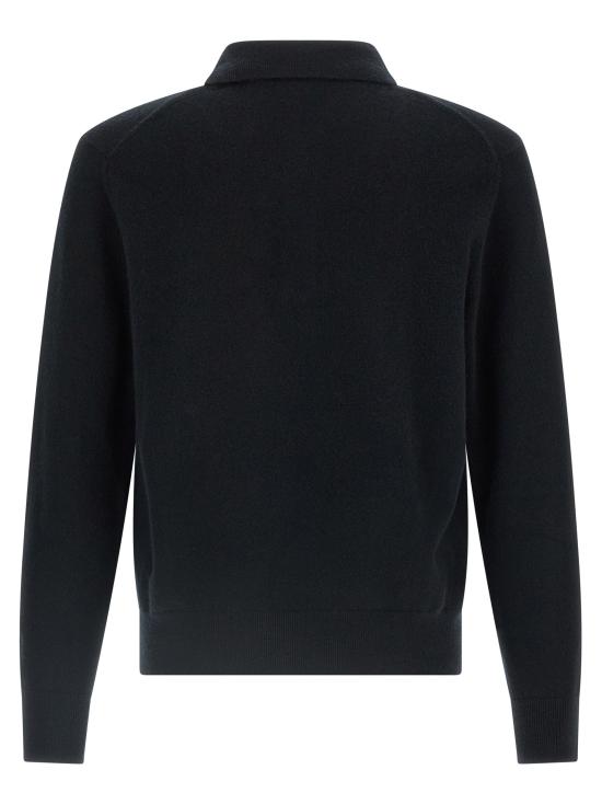 25FW 버버리 롱 슬리브 캐시미어 블렌드 폴로 셔츠 8113157BLACK - BURBERRY