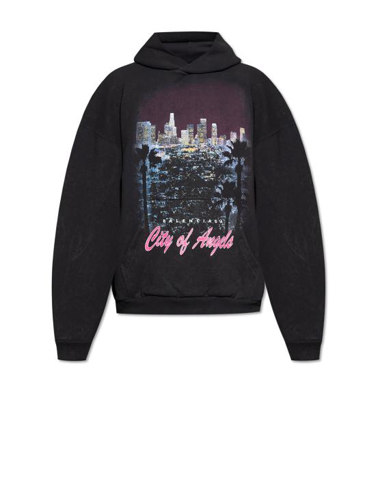 25FW 발렌시아가 미디엄 핏 후드 티셔츠 767877TSVR31041 FADED WASHED BLACK