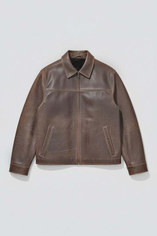  어셈블리 뉴욕 가죽 자켓 어셈블리 브라운 크랙드 레더 지퍼 재킷 - ASSEMBLY NEW YORK