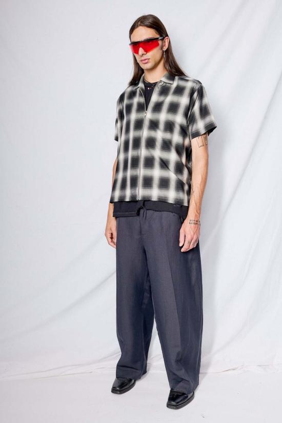  어셈블리 뉴욕 반팔 셔츠 어셈블리 블랙 플레드 지퍼 캠프 - ASSEMBLY NEW YORK