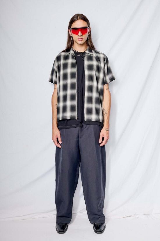  어셈블리 뉴욕 반팔 셔츠 어셈블리 블랙 플레드 지퍼 캠프 - ASSEMBLY NEW YORK