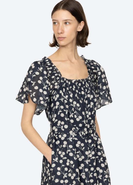  씨뉴욕 롱 원피스 Sea Ny Cheri 프린트 반소매 미디 드레스 - SEA NY