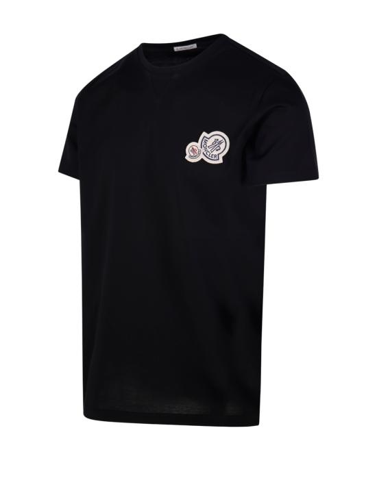 25FW 몽클레어 더블 로고 패치 코튼 티셔츠 8C000358390Y999 BLACK DOM - MONCLER