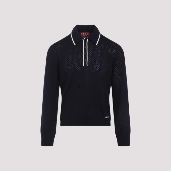 25FW 구찌 버튼 플라켓 폴로 스웨터 824573 XKESP 4423 INK IVORY