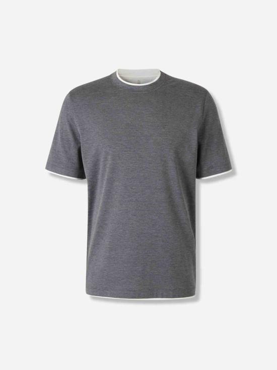 25FW 브루넬로 쿠치넬리 반팔 셔츠 MH8367427 CWD40GRIGIO SC EX 1397 EX 572 WHITE