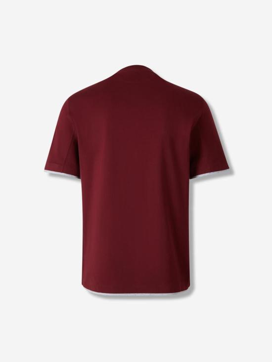 25FW 브루넬로 쿠치넬리 반팔 셔츠 M0B137427 COA16AMARANTO GRIGIO WHITE - BRUNELLO CUCINELLI