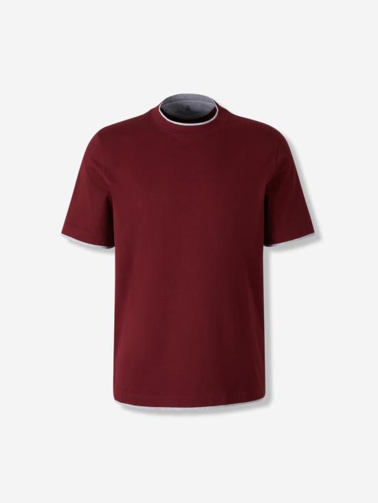 25FW 브루넬로 쿠치넬리 반팔 셔츠 M0B137427 COA16AMARANTO GRIGIO WHITE