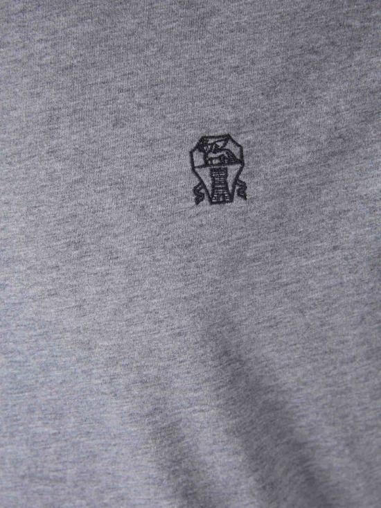 25FW 브루넬로 쿠치넬리 반팔 셔츠 M0B137451G CM917GRIGIO MEDIO WHITE - BRUNELLO CUCINELLI