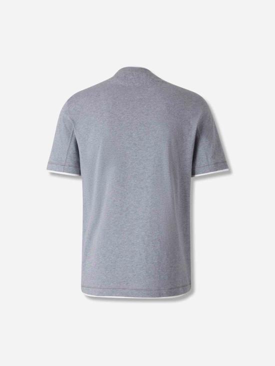 25FW 브루넬로 쿠치넬리 반팔 셔츠 M0B137451G CM917GRIGIO MEDIO WHITE - BRUNELLO CUCINELLI