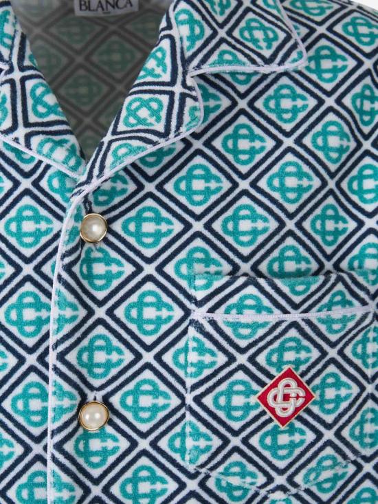 25SS 카사블랑카 반팔 셔츠 MS25SH085 01Towelling Monogram TURQUOISE BLUE - CASABLANCA