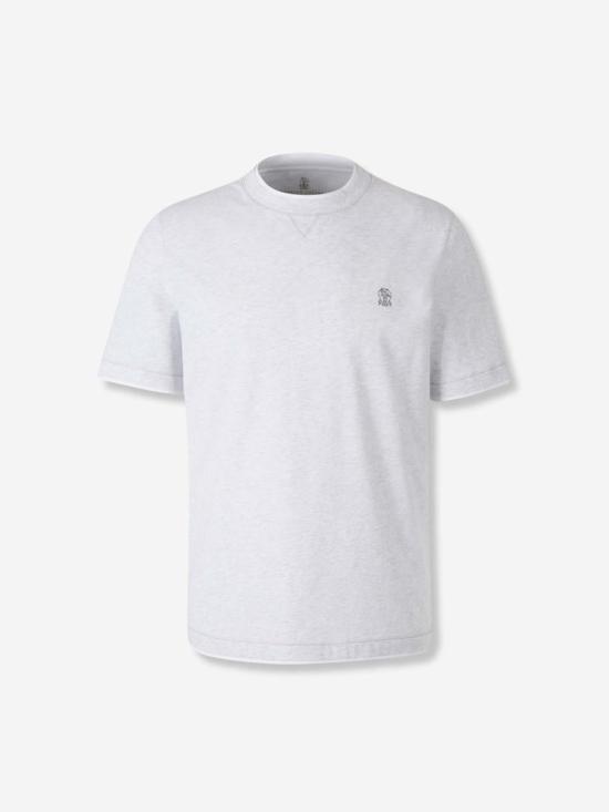 25FW 브루넬로 쿠치넬리 반팔 셔츠 M0B137451G CY887PERLA WHITE