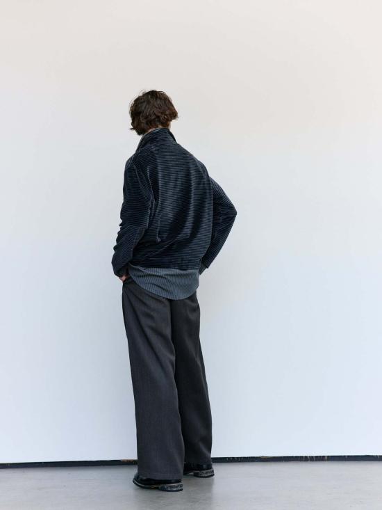  아워레가시 긴팔 티셔츠 아워 레거시 팬텀 스트라이프 벨루어 코튼 슈렁큰 풀지프 폴로 - OUR LEGACY