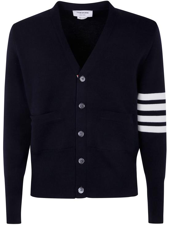 25FW 톰브라운 울 4바 브이넥 가디건 MKC160A 00014 415 NAVY - THOM BROWNE