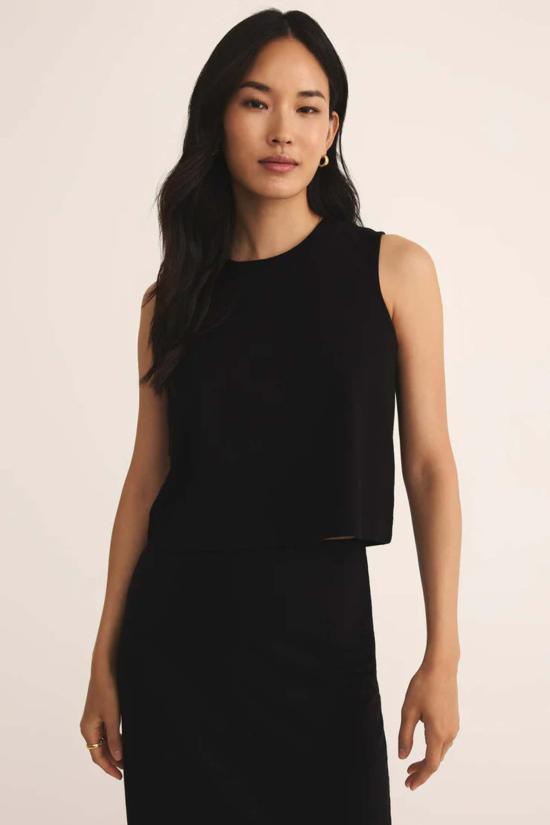  Z 서플라이 민소매 티셔츠 Z Supply 슬론 저지 머슬 탱크 트루 블랙 - Z SUPPLY