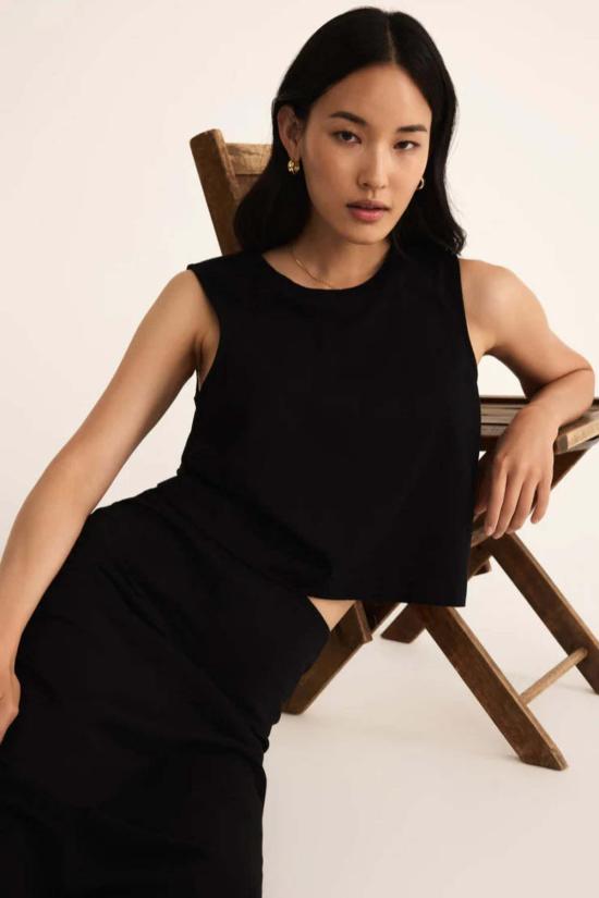  Z 서플라이 민소매 티셔츠 Z Supply 슬론 저지 머슬 탱크 트루 블랙