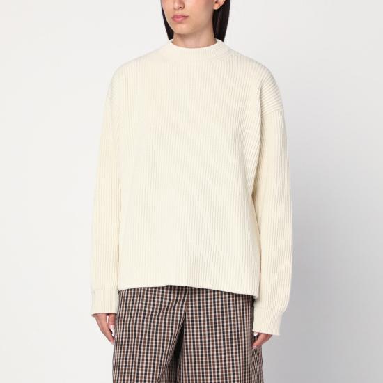 25FW 질샌더 립 크루넥 스웨터 J02GP0223J14737 White