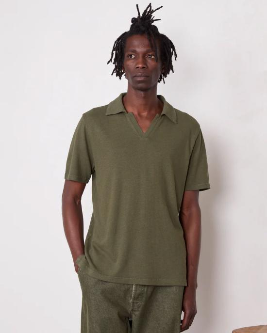 25SS 오피신 제네랄 폴로 티셔츠 S25MTEE209 OLIVE NIGHT Green - OFFICINE GENERALE