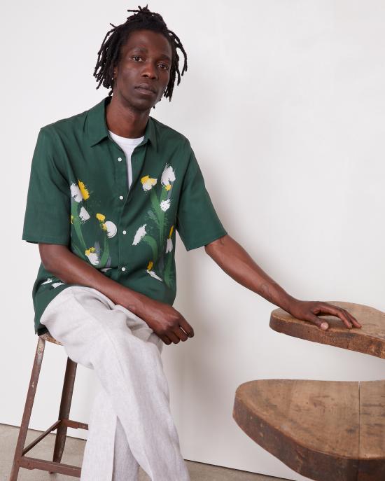 25SS 오피신 제네랄 반팔 셔츠 S25MSHI024 PINGREEN LETUCE GREY Green - OFFICINE GENERALE