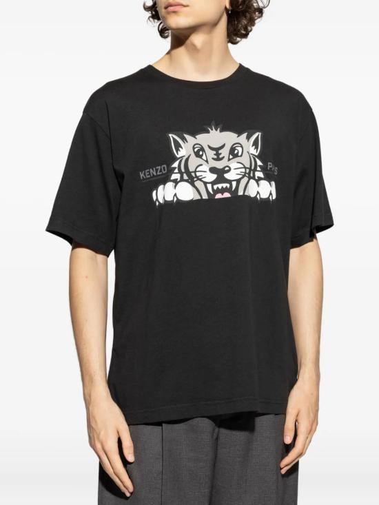 25FW 겐조 반팔 티셔츠 FF65TS4514SG 99J LIGHT JERSEY BLACK - KENZO