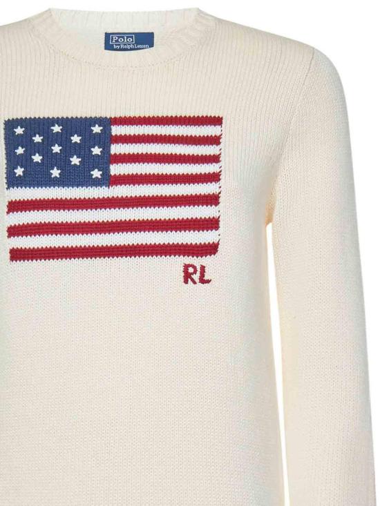  폴로 랄프로렌 아이코닉 플래그 스웨터 211896939002 White - POLO RALPH LAUREN