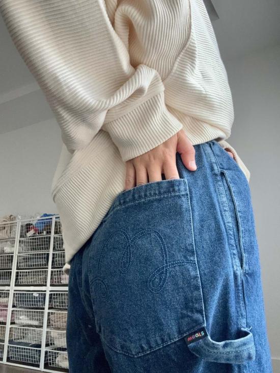  Meals 스트레이트 팬츠 식사 셰프 팬츠 라이트 랜치 데님 - MEALS