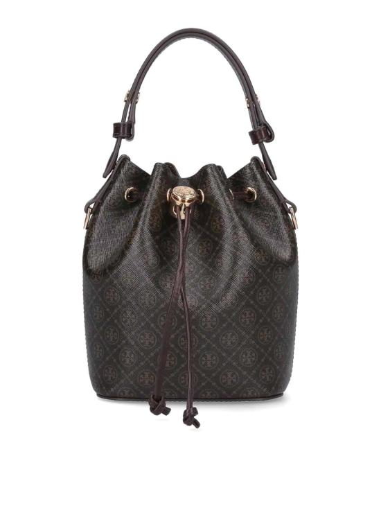 26SS 토리버치 T 모노그램 코티드 캔버스 버킷백 164889200 Brown