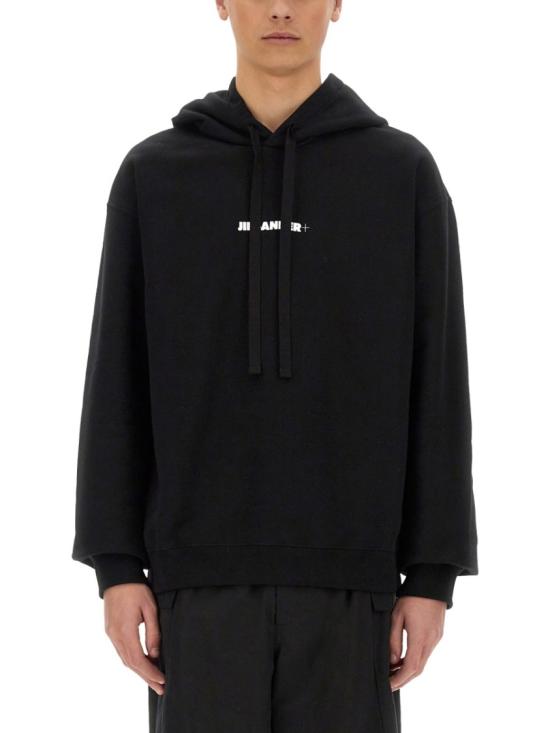 25FW 질샌더 로고 후드 티셔츠 J47GU0129 J20039001 Black