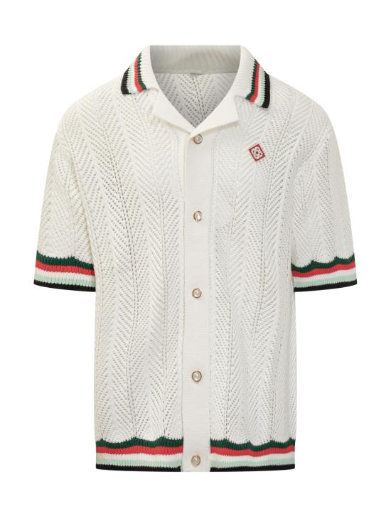 25FW 카사블랑카 반팔 셔츠 MPF25KW996 01 MONTAGNE ONDULEE