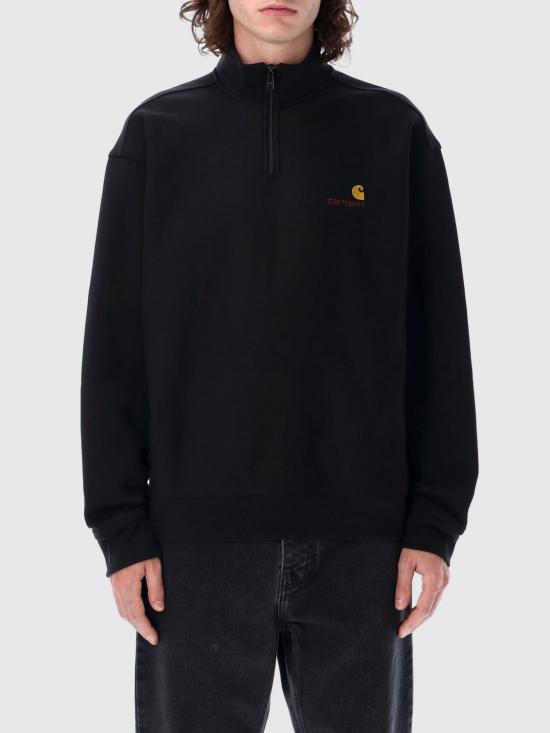26FW 칼하트 WIP 하프 집 아메리칸 스크립트 스웨트셔츠 I027014 89XX BLACK DOM