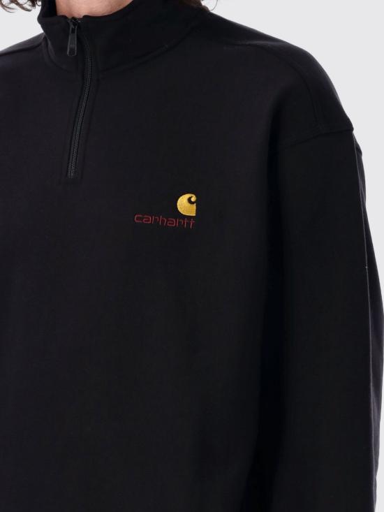 26FW 칼하트 WIP 하프 집 아메리칸 스크립트 스웨트셔츠 I027014 89XX BLACK DOM - CARHARTT WIP