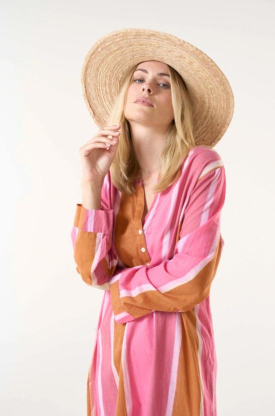  원시즌 롱 원피스 바자 스트라이프 드레스 모로칸 스트라이프 - ONESEASON