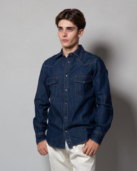  야콥코헨 긴팔 셔츠 UC00215T9734 954D DENIM SCURO - JACOB COHËN
