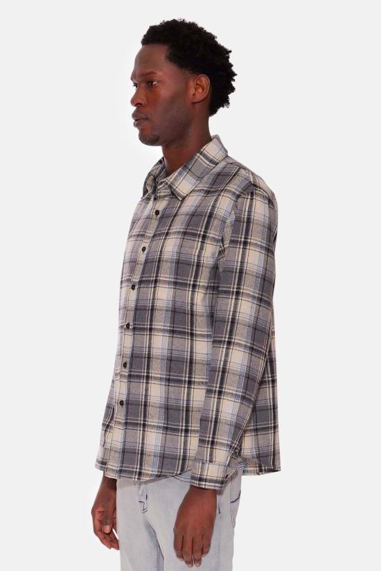  블루&크림 긴팔 셔츠 브랜든 플란넬  그레이 플레드 - BLUE&CREAM