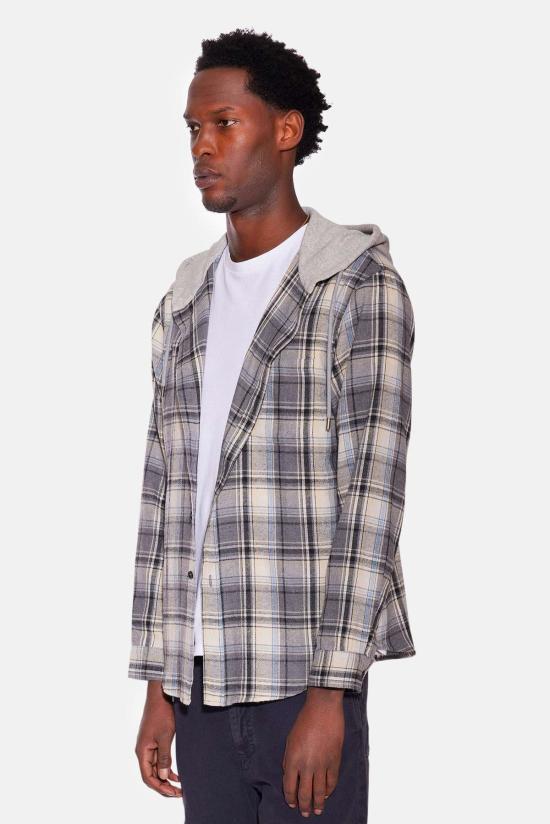  블루&크림 긴팔 셔츠 딜런 플란넬  그레이 플레드 - BLUE&CREAM