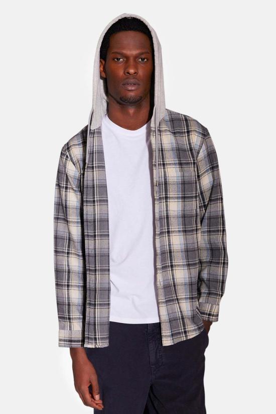  블루&크림 긴팔 셔츠 딜런 플란넬  그레이 플레드 - BLUE&CREAM