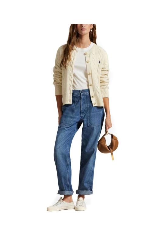 25FW 폴로 랄프로렌 로고 자수 크루넥 가디건  211972104002 WHITE - POLO RALPH LAUREN