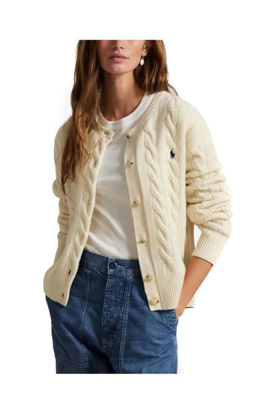 25FW 폴로 랄프로렌 로고 자수 크루넥 가디건  211972104002 WHITE - POLO RALPH LAUREN