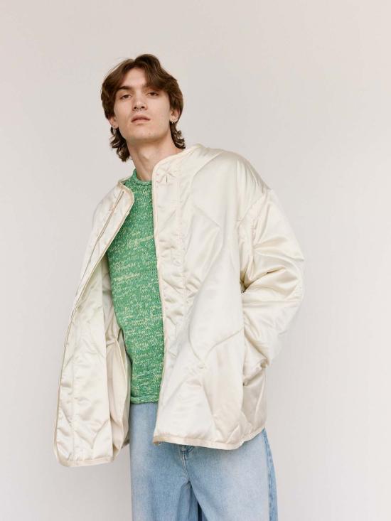  JW앤더슨 자켓 JW 앤더슨 아이보리 나일론 오버사이즈 퀼팅 재킷 - JW ANDERSON