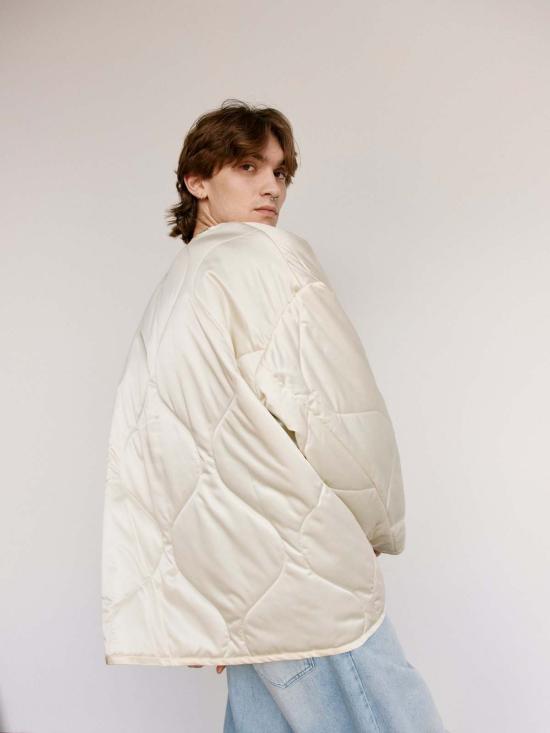  JW앤더슨 자켓 JW 앤더슨 아이보리 나일론 오버사이즈 퀼팅 재킷 - JW ANDERSON