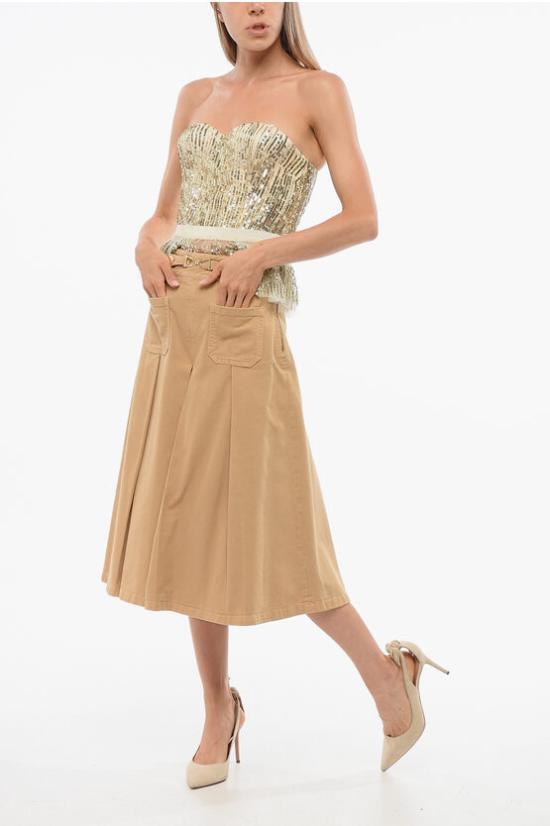  엘리자베타프랜치 데님 숏팬츠 PJ09D16 470 Beige - ELISABETTA FRANCHI