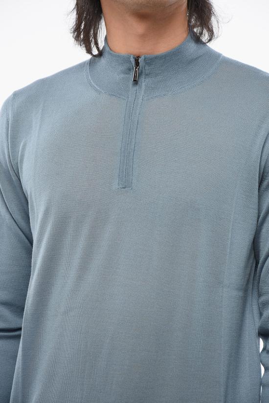  무레르 집업 니트 TERNIMLL CYANNAVY Light blue - MOORER