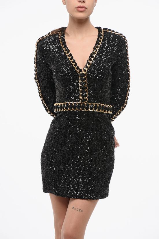  발망 숏 원피스 XF0R8140PB11EAD Black - BALMAIN