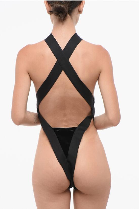  생로랑 바디수트 티셔츠 762438 Y3D02 1000 Black - SAINT LAURENT