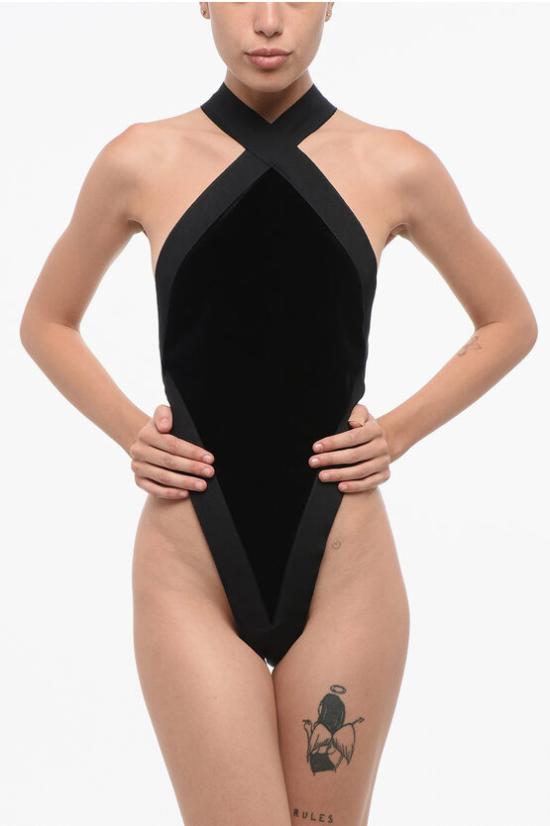  생로랑 바디수트 티셔츠 762438 Y3D02 1000 Black