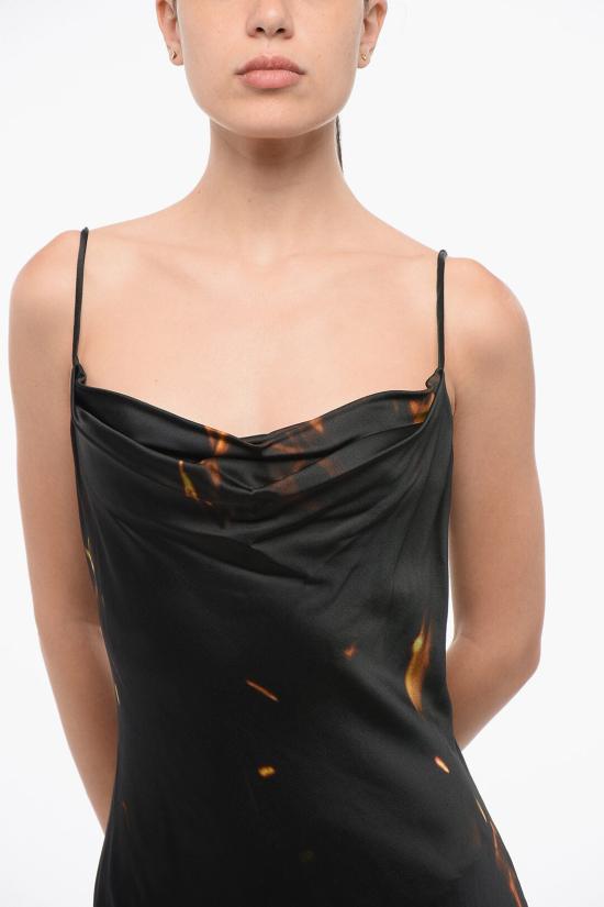  발망 롱 원피스 AF0RH045VD46EHI Arancio Nero - BALMAIN