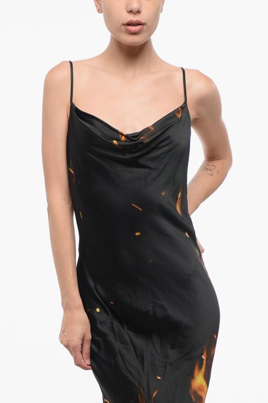  발망 롱 원피스 AF0RH045VD46EHI Arancio Nero - BALMAIN