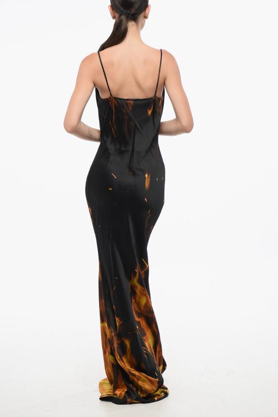  발망 롱 원피스 AF0RH045VD46EHI Arancio Nero - BALMAIN