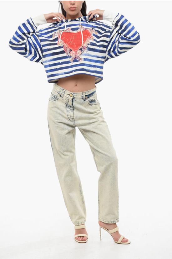  발망 후드 티셔츠 AF4JP033GC64GMC Bianco Blu - BALMAIN