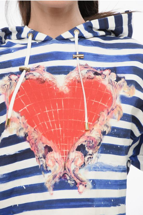  발망 후드 티셔츠 AF4JP033GC64GMC Bianco Blu - BALMAIN